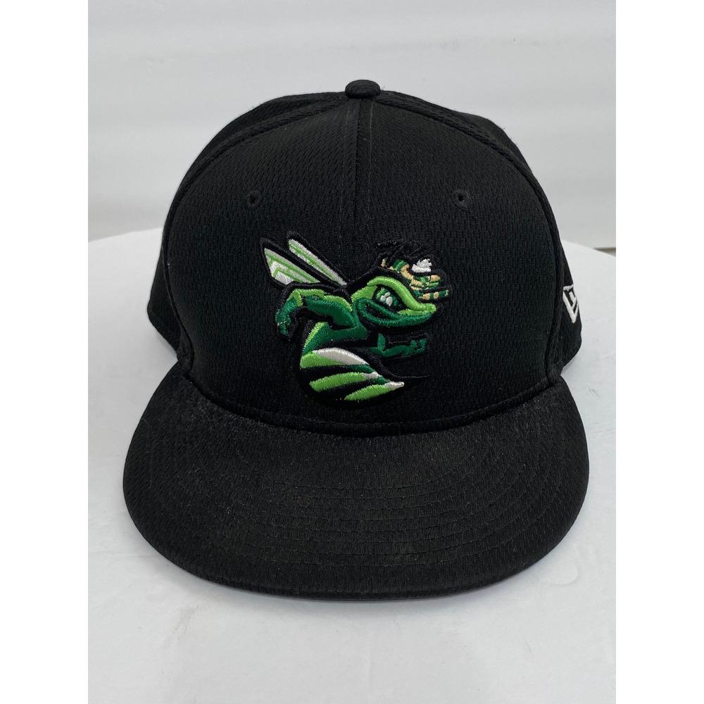 New Era 59FIFTY Burlington Bees MiLB Fitted Hat Black Green Size 7 1/4 Cap